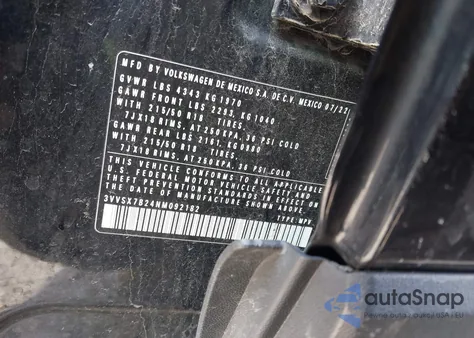 2022 Volkswagen Taos 1.5T Se from USA, damaged, VIN 3VVSX7B24NM092182